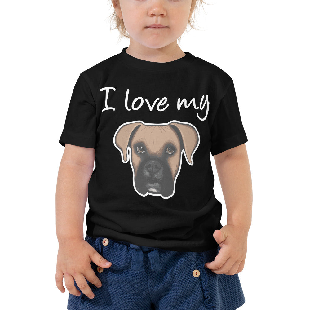 I Love My Fawn Boxer Toddler Short Sleeve Tee