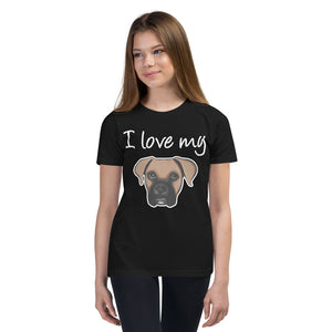 I Love My Fawn Boxer Youth Short Sleeve T-Shirt